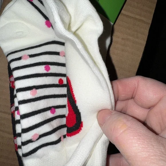 kate spade White Crew Socks with Red & Black Heart Accent - Picture 4 of 5